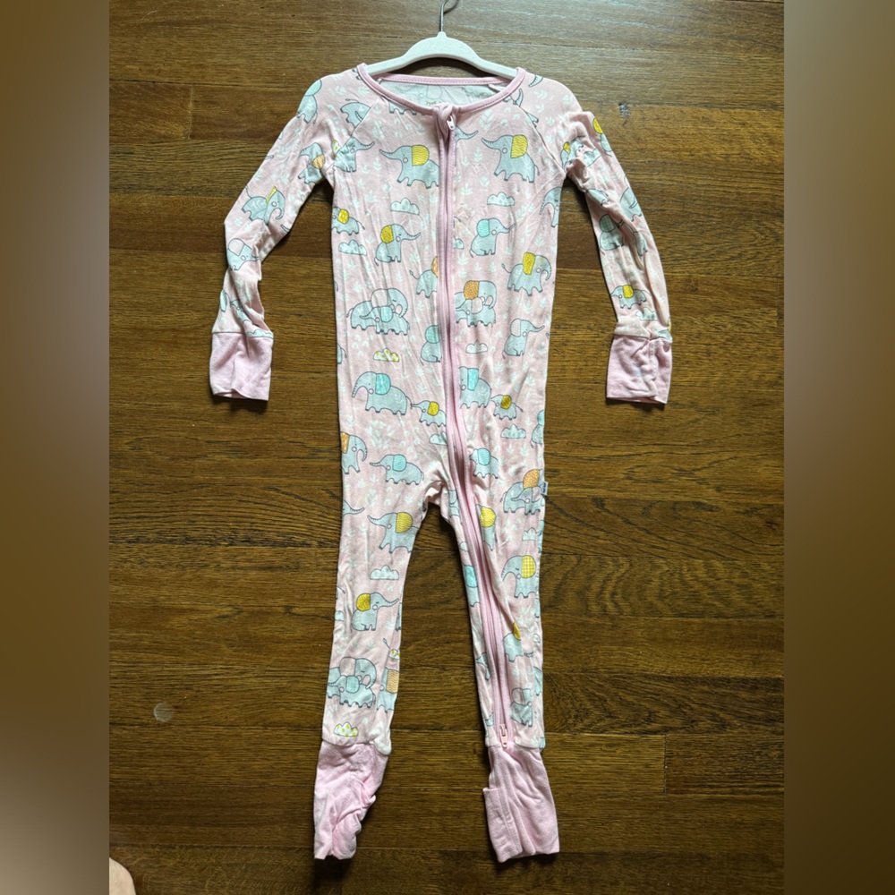Pink Elephant Print Kids One Piece